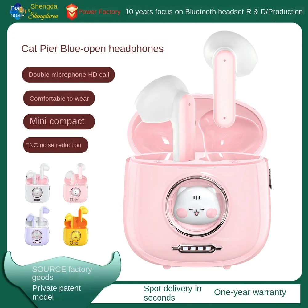 

Bluetooth-гарнитура с перекрестными границами и популярным мультяшным котом, миниатюрная беспроводная гарнитура с шумоподавлением, милый пода...