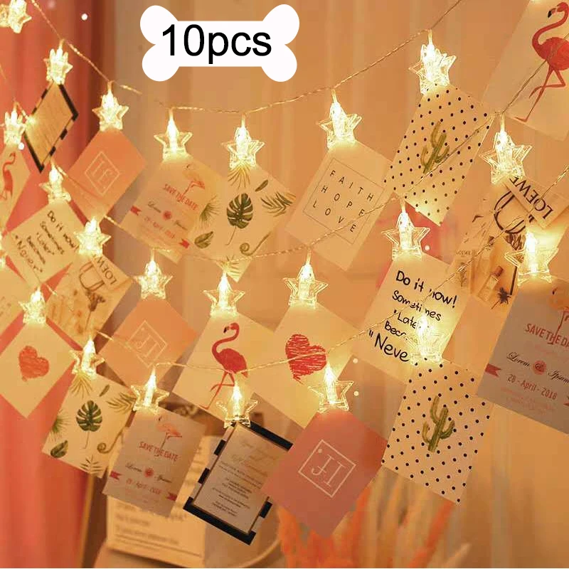 10PCS 1.5m 3m LED Star String Lights Christmas Garland Battery Powered Wedding Party Curtain String Fairy Light For Home