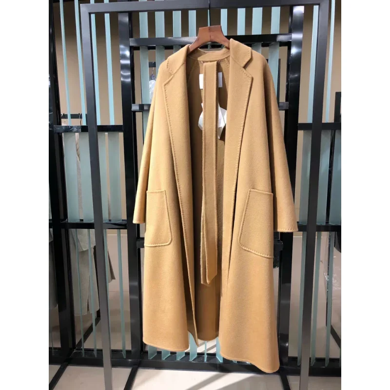 Высококачественное двухстороннее пальто из чистой шерсти в волнистую полоску