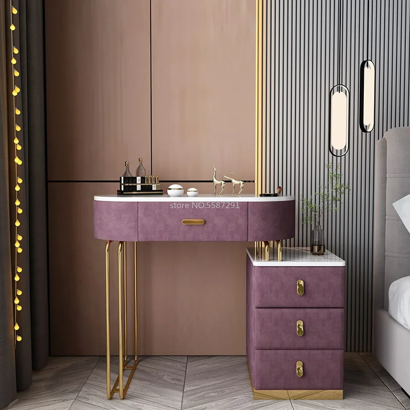 

New Small Makeup Table Dresser Bedroom Modern Minimal Light Luxury Dressing Table Locker Corner Vanity Mirror Desk Furniture