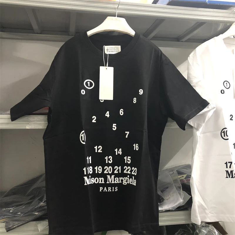 

New Barrage Garbled Digits Graphic MM6 Margiela Tee High Street Casual T-Shirts Men Women Black White Best Quality Oversize T-sh