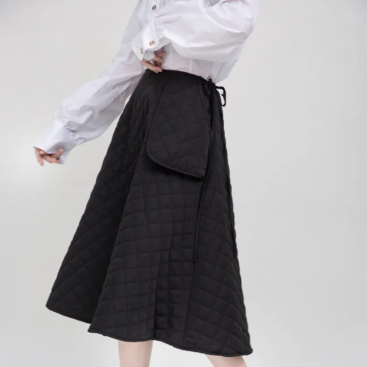 2023fashionable and cute girl's department big pocket large silhouette cotton half skirt A-line half skirt autumn and winter