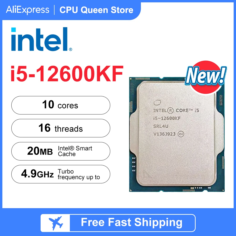 

Intel® Core™ i5-12600KF Processor 10 cores, 16 threads, 20M Cache, up to 4.90 GHz LGA1700, supports H610 B660 B760 no fan