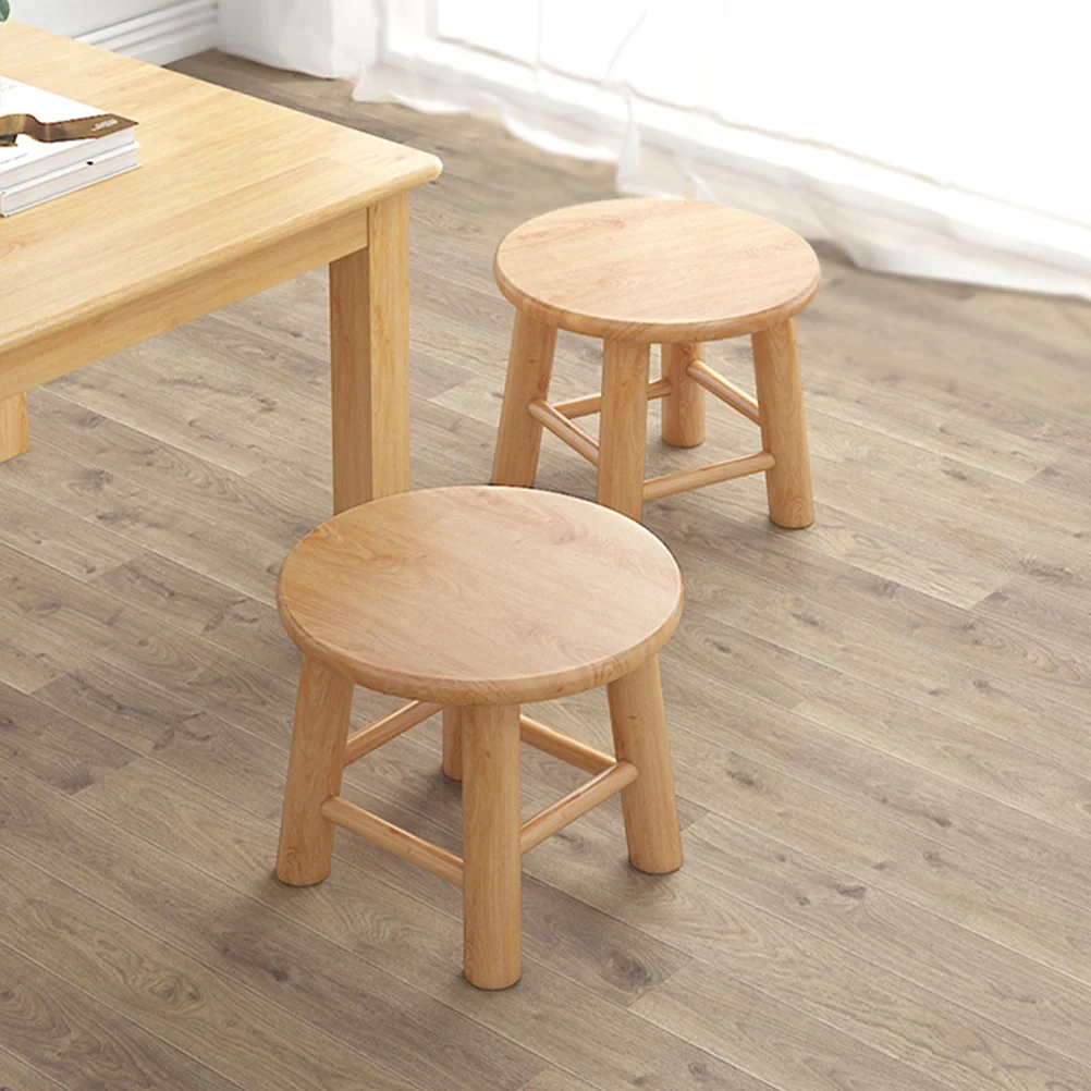 

Round Pouf Ottoman Household Low Wooden Stool Bathroom Step 25X25X25CM Short Small Stools Child