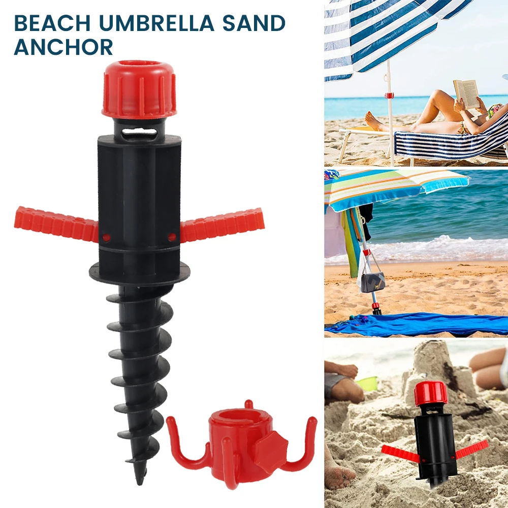 

New Beach Umbrella Sand Anchor No Dig Ground Spike Parasol Support Spike Parasol Sand Holder Spiral Design Flag Pole Base Ground