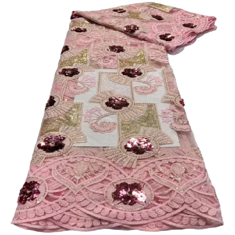 Зеленая африканская Кружевная Ткань 5 ярдов 2022 Высококачественная с блестками