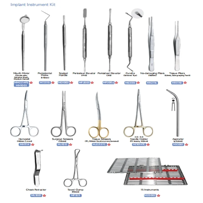 Набор инструментов для имплантации зубов с мелкой обработкой 15