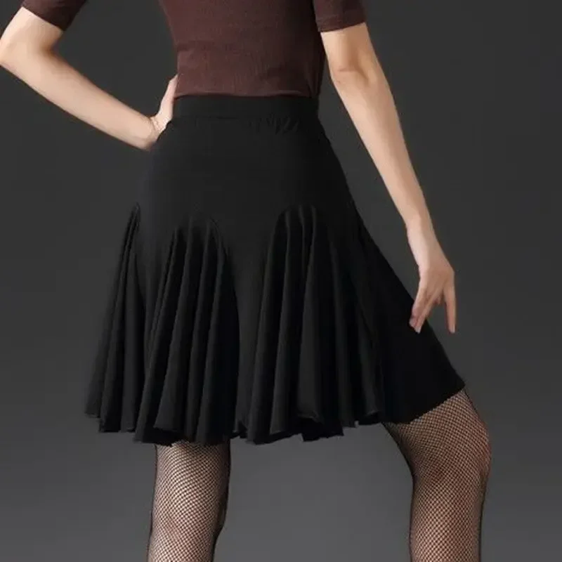 Женская юбка для латинских танцев девочек сексуальный черный тренировочный