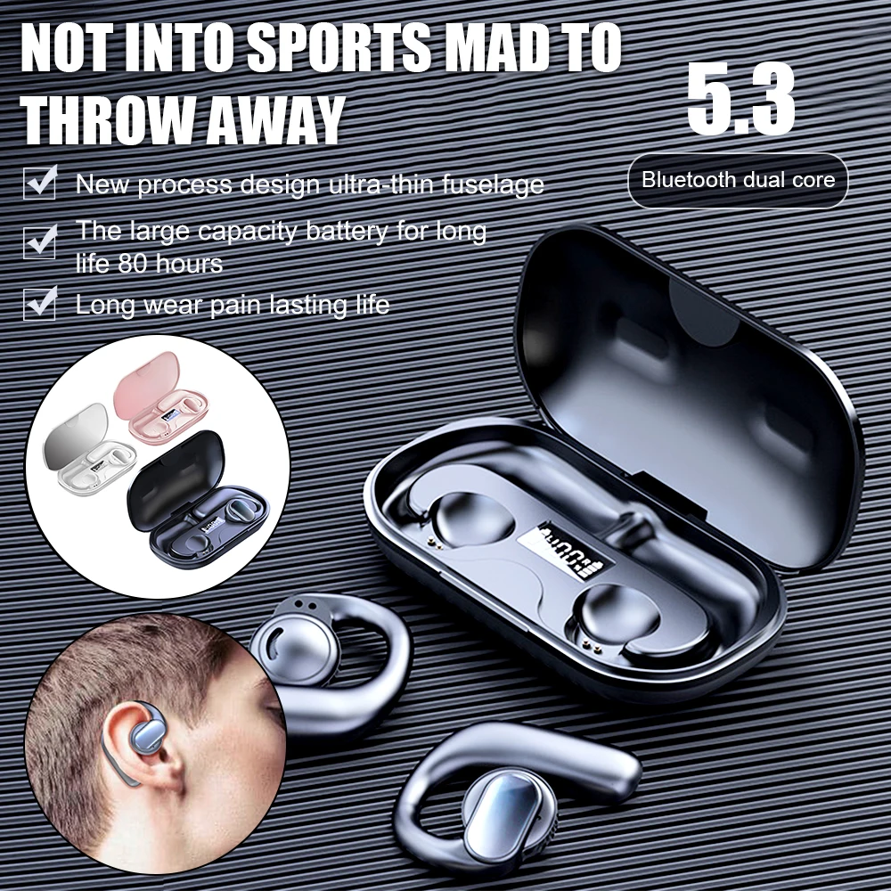

Bone Conduction Headphones Wireless Bluetooth Earphones Ear Hook Sports IPX6 Waterproof Headset with Microphone