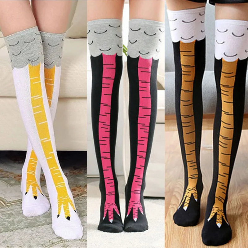 Funny Chicken Paws Feet Socks Women Personality Stovepipe Stockings Cute Over-the-knee Socks Thin Chicken Foot Socks Holloween