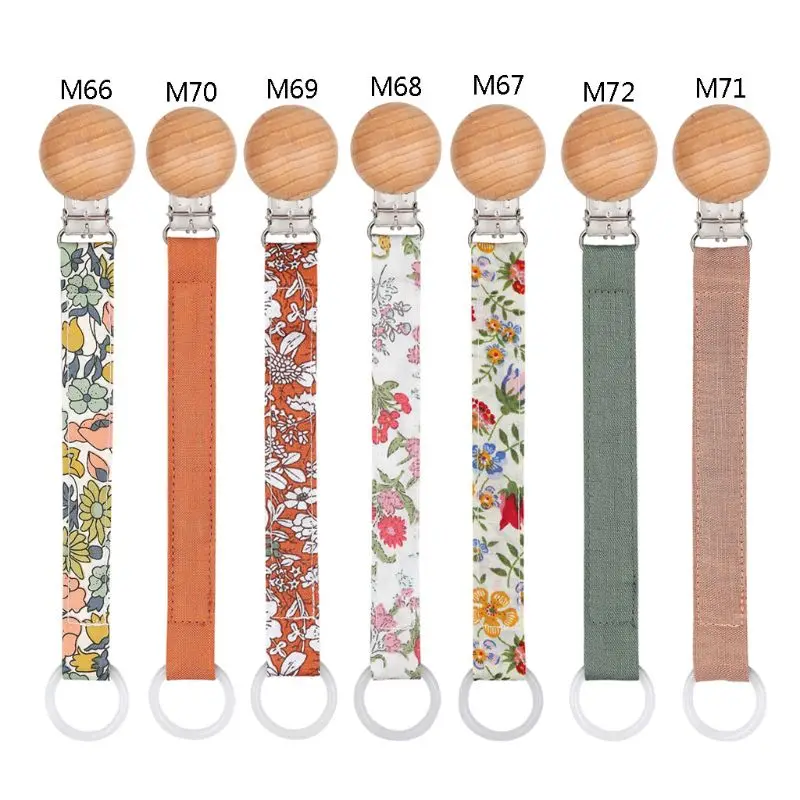 

Boho Cotton Linen Pacifier Holders 7 Colors Soothie Teethers Baby Binkies Clips for Boys Grils Teething Strap