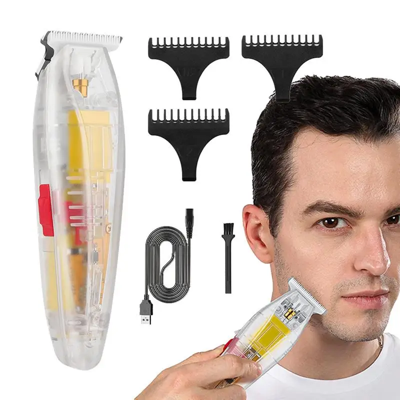 

Electric Hair Clippers Transparent Electric Low Noise Alloy Cutter Hair Trimmer With 3 Guide Combs Clippers Powerful Adjustable