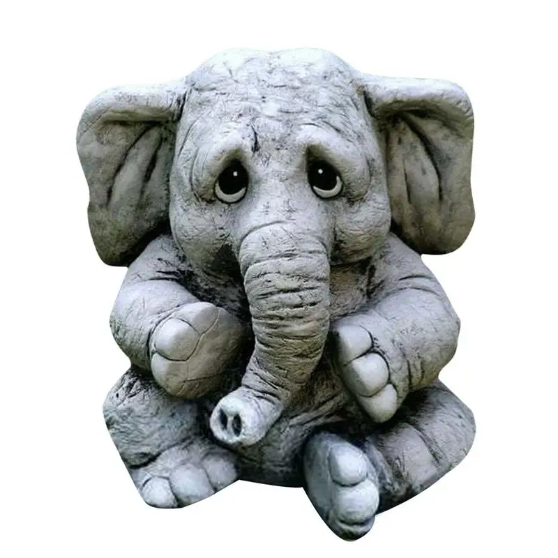 Elephant Statue Animal Resin Figurines Art Cute Outdoor Garden Ornament Sculpture Home Decor Garden Outdoor Decoration