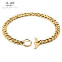 high quality pet chain dog collar leash 19mm gold stainless steel necklace french bulldog pitbull collar strap pet suppliers