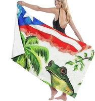 puerto rico flag frogs absorbent personality bath towel beach blanket towels for the home bath beach swimming pool 80x130cm