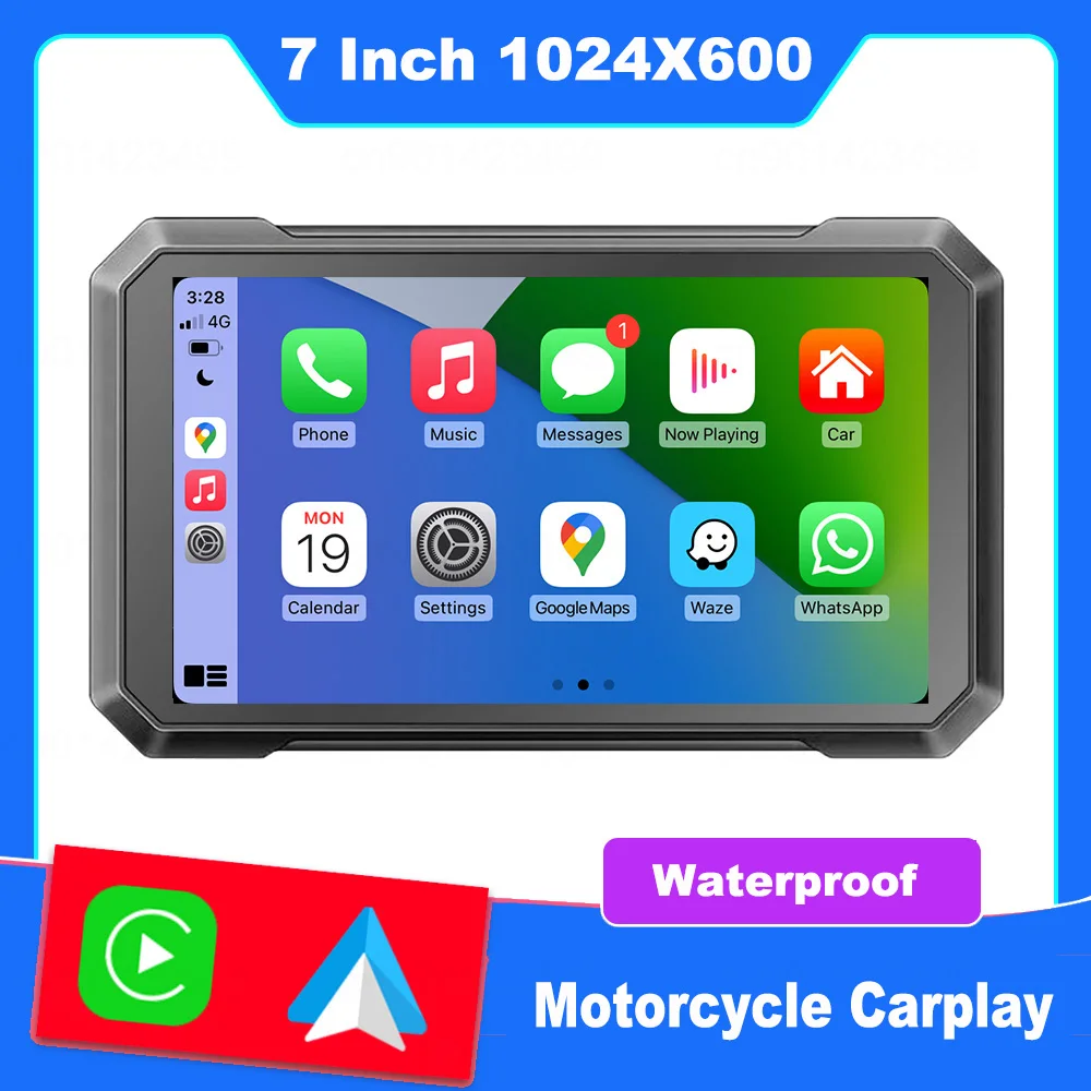 

7 Inch Portable GPS Navigation Motorcycle Waterproof Carplay Display Motorcycle Wireless Android Auto IPX7 GPS Screen Apple