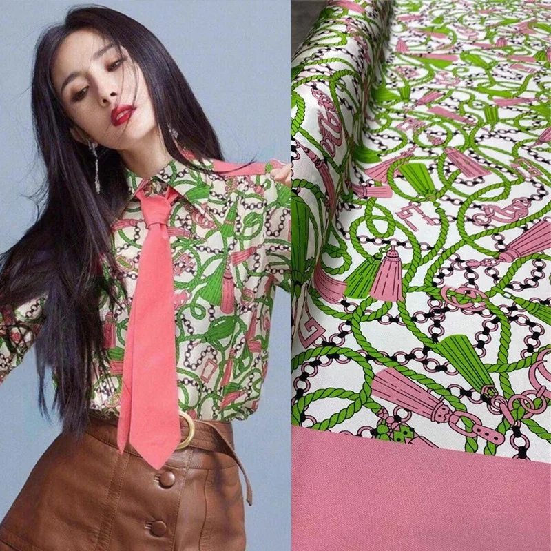 Высококачественные ткани для одежды, роскошная цепочка печати, растяжимый шелк модных рубашек, шитье тканей, ширина 140см, африканский дивный.