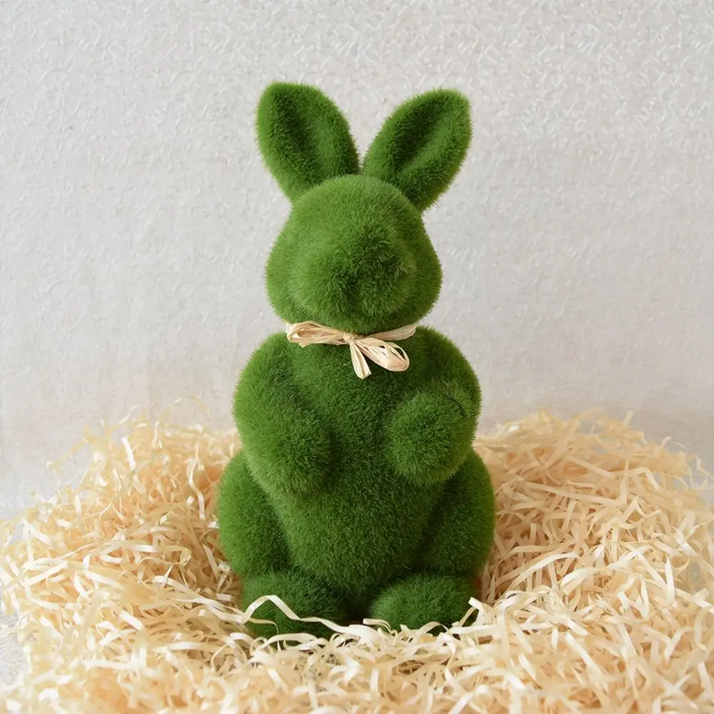 

Easter Moss Rabbit Statue Artificial Turf Grass Bunny Handmade Animal Figurines Ornament Spring Table Garden Decorations 2023