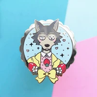 beastars legoshi hard enamel pin kawaii cartoon animal strawberry big bad wolf brooch accessories anime fan collect jewelry gift