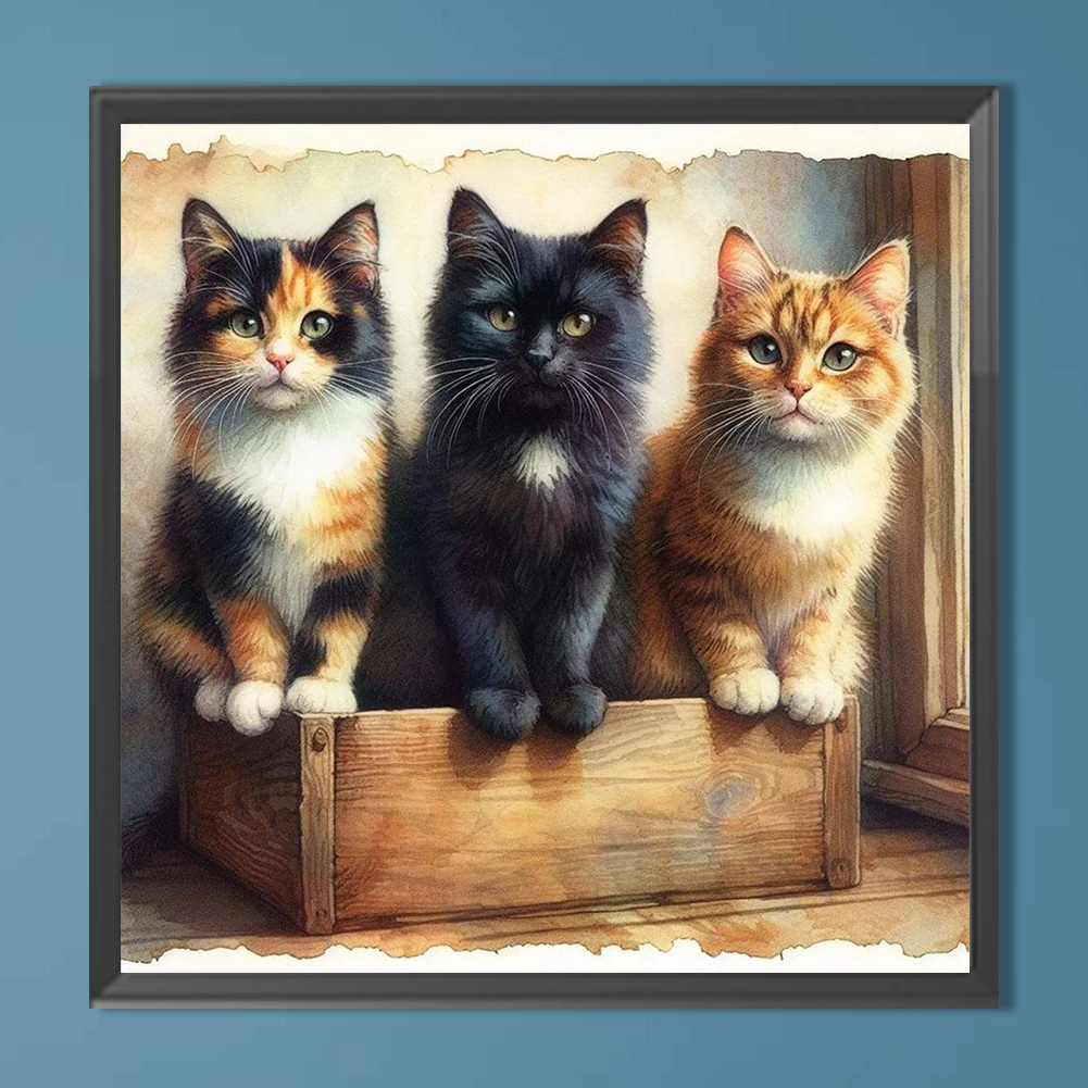 5D DIY Полный круглый дрель Алмазная картина Кошка Набор Домашний декор