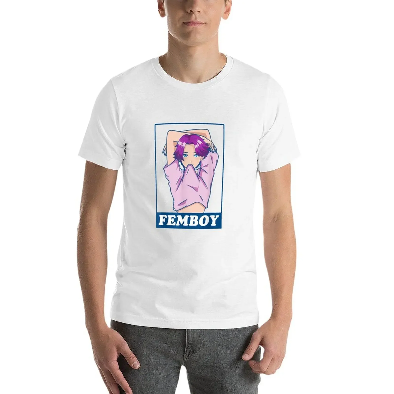 Femboy аниме мальчик геев эстетика кроссдресс Yaoi Пастельная Футболка Летний Топ