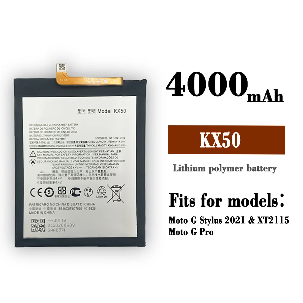 

KX50 100% Orginal High Quality 4000mAh Replacement Battery For Motorola G Pro G stylus 2021 xt2115 XT2043 Mobile Phone Batteries