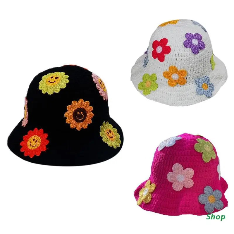 

L5YC Lightweight Crochet Bucket Hat Soft Fisherman Hat for Women Outdoor Shopping