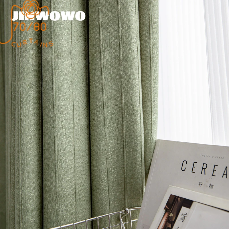 

Matcha Green Cream Chenille Vertical Stripe Jacquard Curtains for Living Room Bedroom French Window Balcony Window Customized