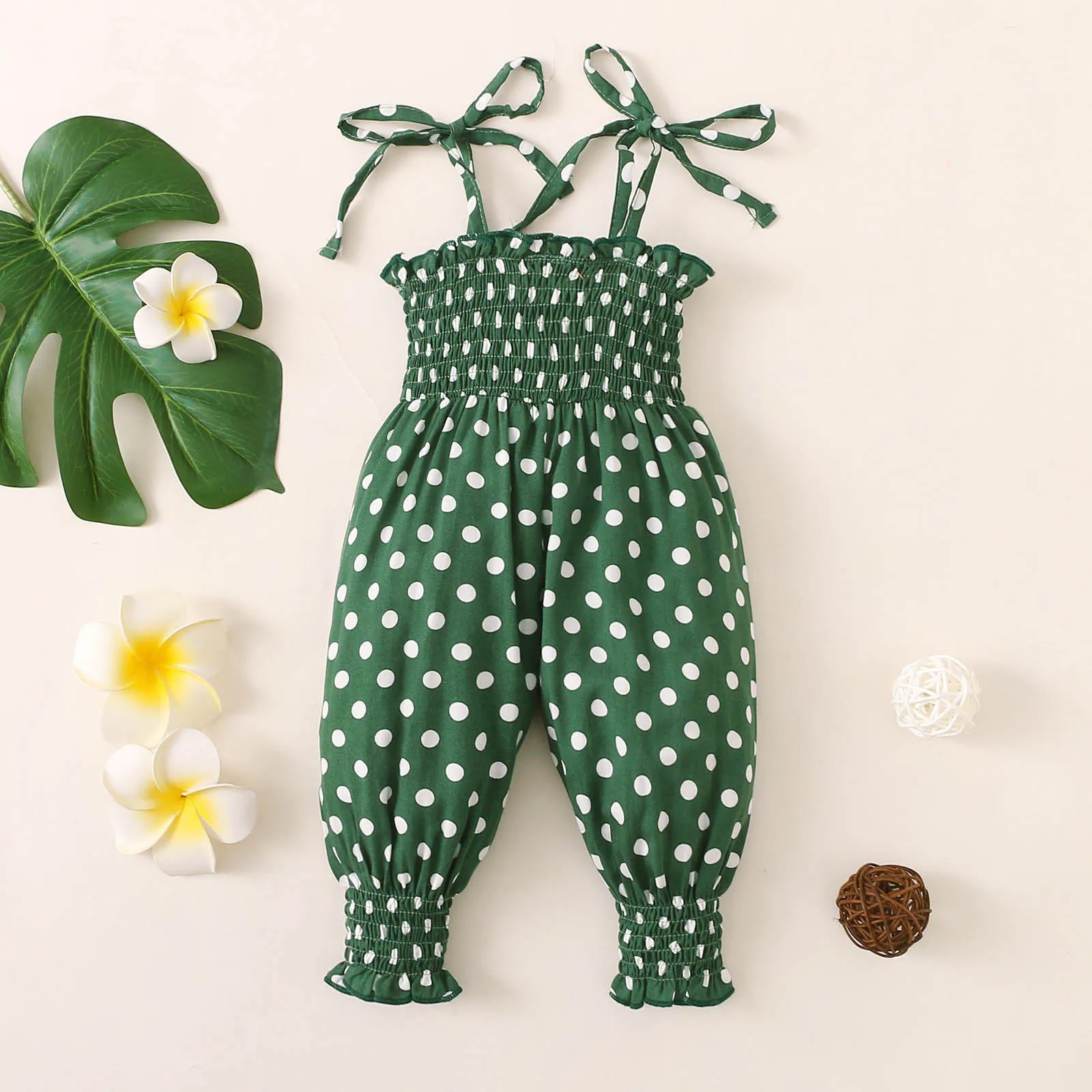 

Infant Girls Sleeveless Romper Dot Printed Suspenders Jumpsuit Clothes Baby Girl Fleece Jumpsuit Baby Jumpsuit Girl