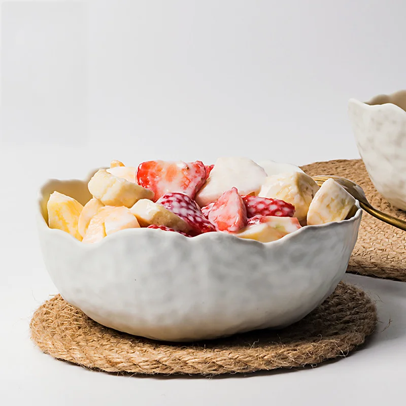 

Асимметричная керамическая Салатница, чаши для фруктов и риса, контейнер для хранения еды, закусок, домашний, гостиничный, кухонный декор, п...