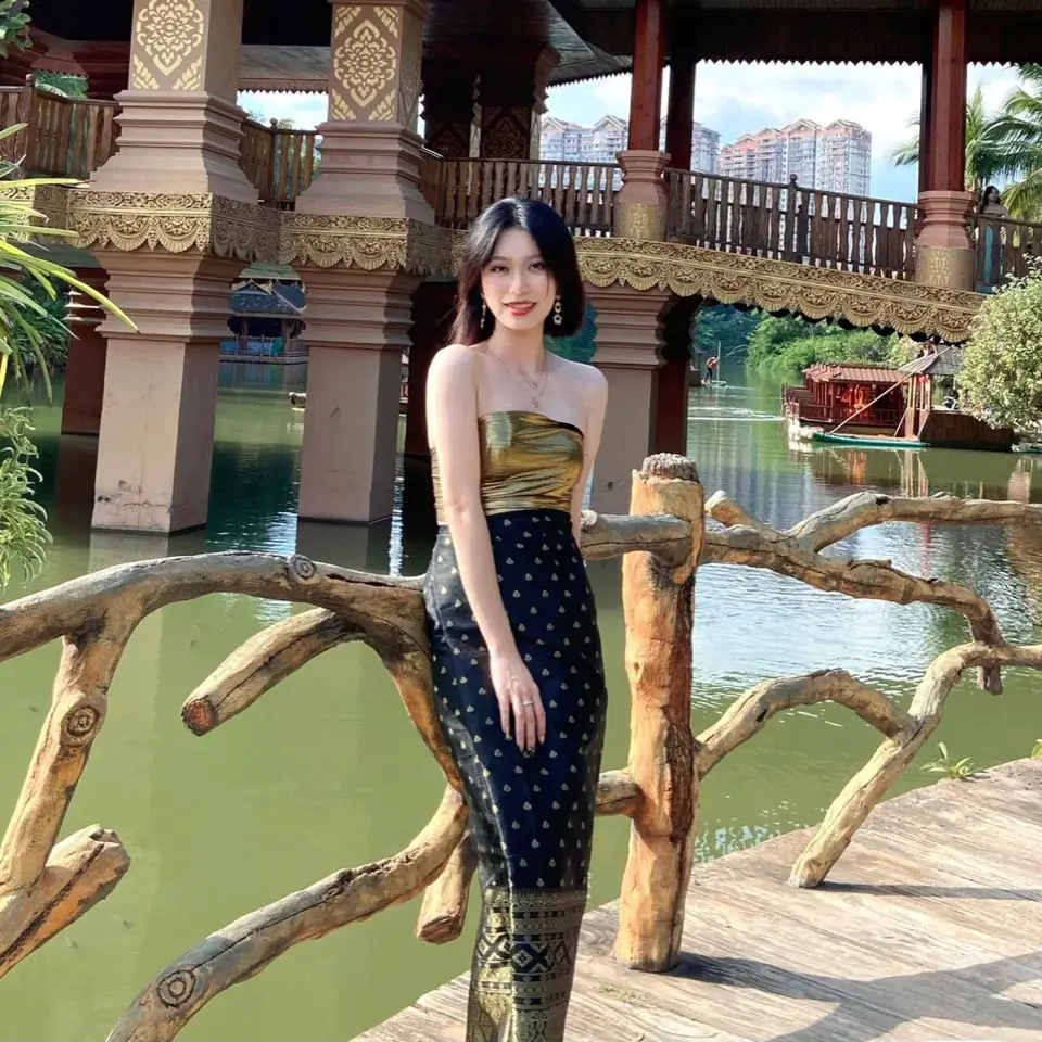 

2023 Thailand traditional clothing for women graceful casual daily Thai dress vacation photography sexy folk dance dress a321
