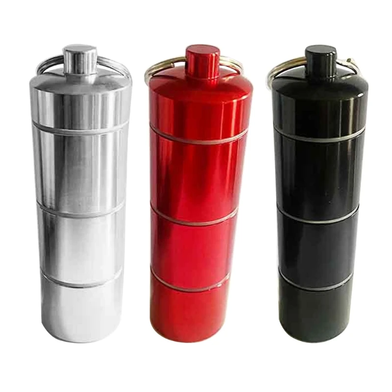 

Portable Medication Dispenser Aluminum Alloy Pills Box 3 Compartment Container