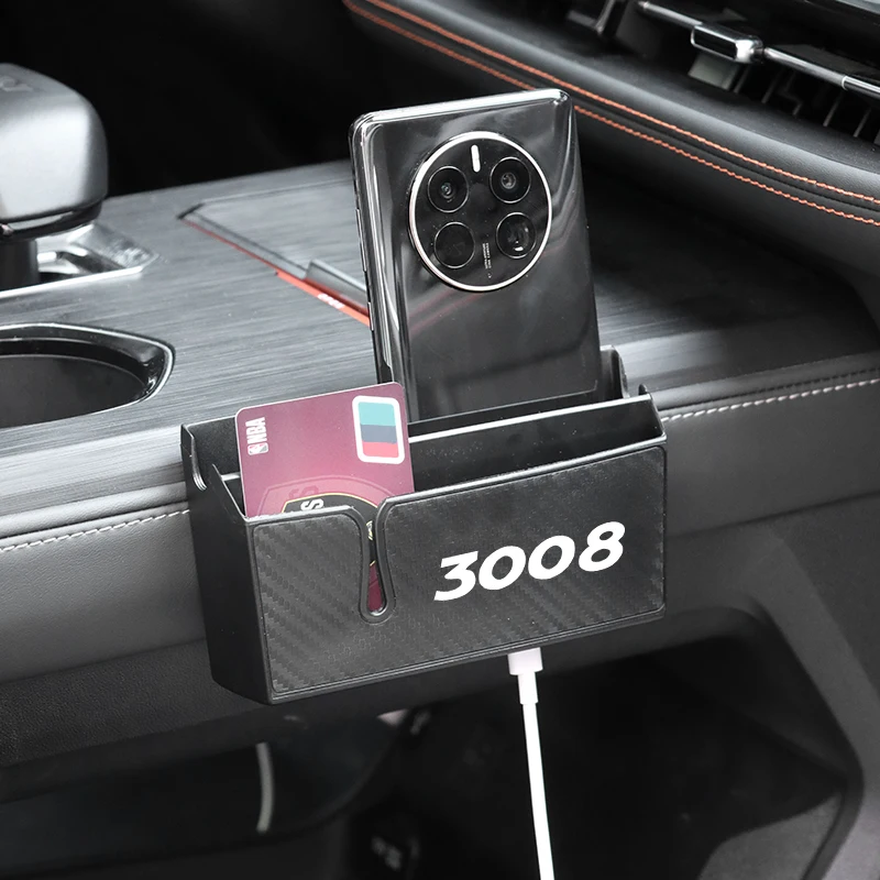 

For Peugeot 3008 Portable double-layer mobile phone rack multi-function car storage box adhesive storage box car accessories