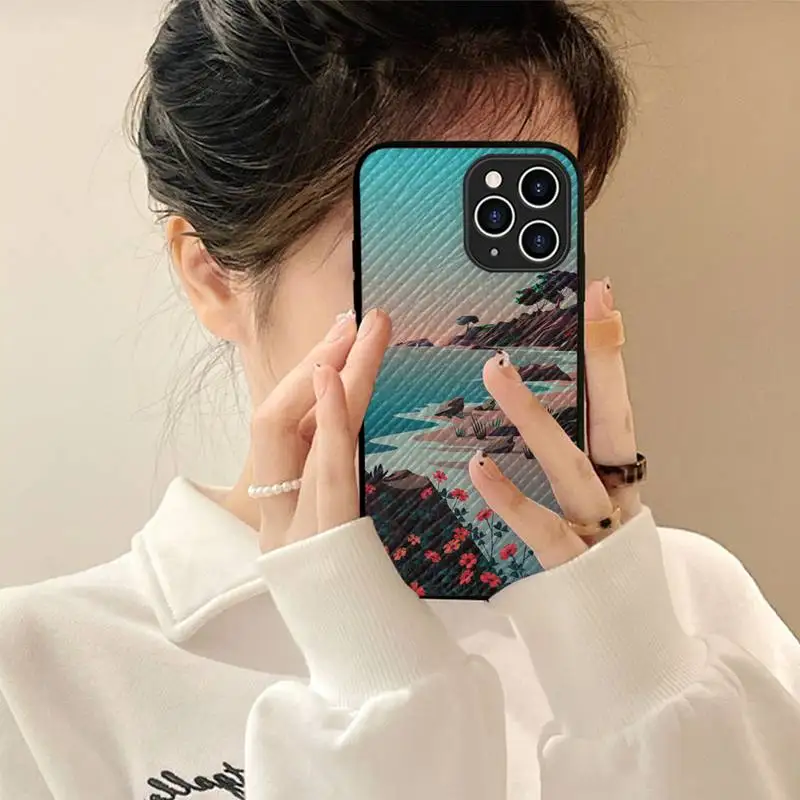

Hand Painted Landscape Phone Case Hard Leather Case for iPhone 11 12 13 Mini Pro Max 8 7 Plus SE 2020 X XR XS Coque