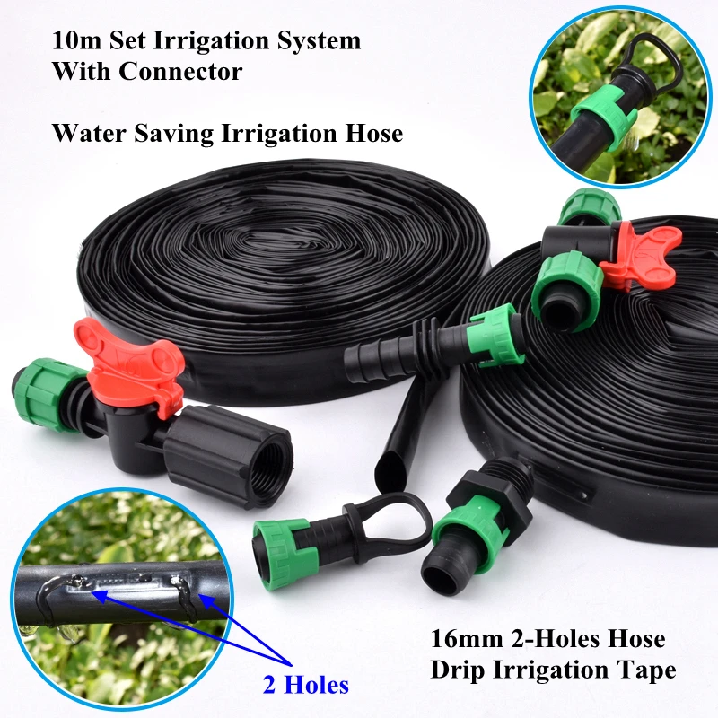 

Капельный шланг с 2 отверстиями, садовая система полива фруктовых деревьев, орошение с соединением, 10 м/комплект, 16 мм