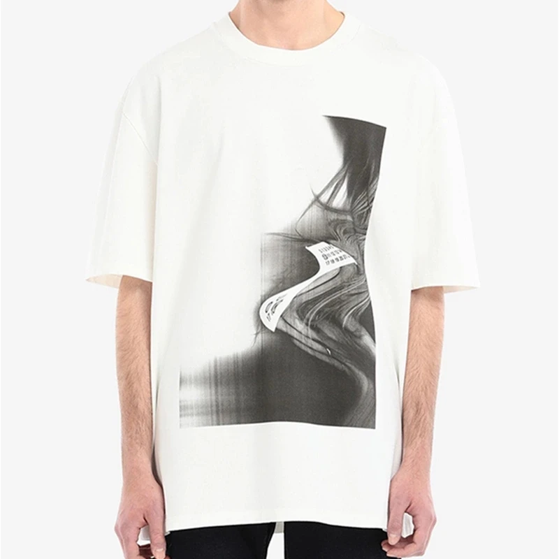 

American High Street Fashion Brand Mm6 Margiela T-shirts Classic Abstract Print Loose Short Sleeve Daily Casual Couple Top Tees