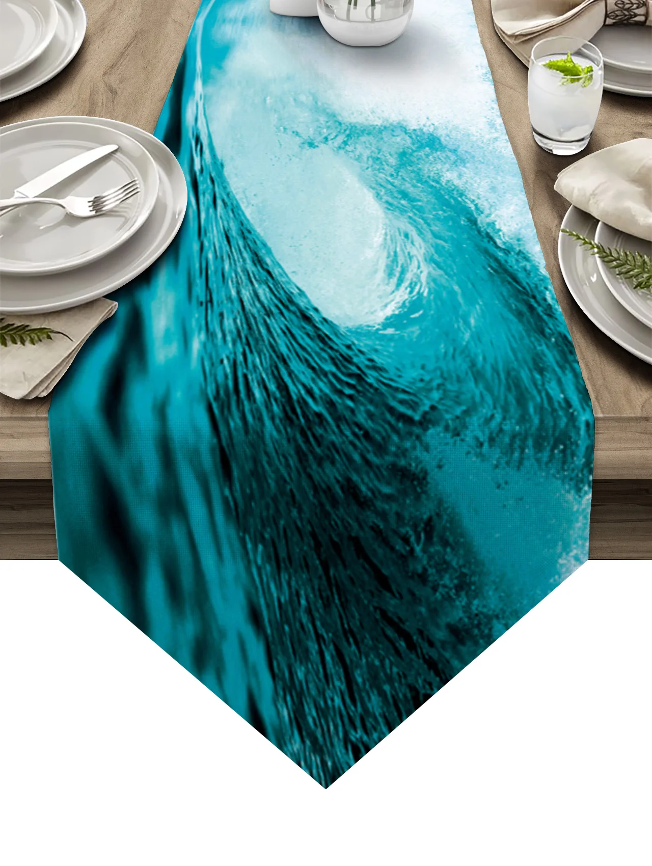 

Cyan Waves Seascape Summer Oil Painting Coffee Table Decor Tablecloth Wedding Decoration Dinning Table Decoration Table Runner