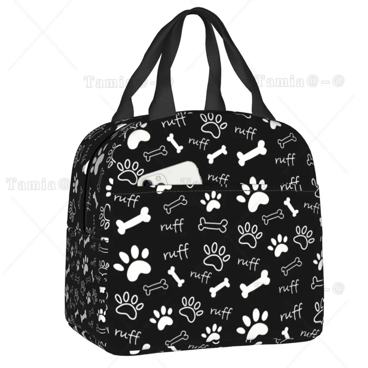 

Сумка-тоут женская с узором в виде лап и костей