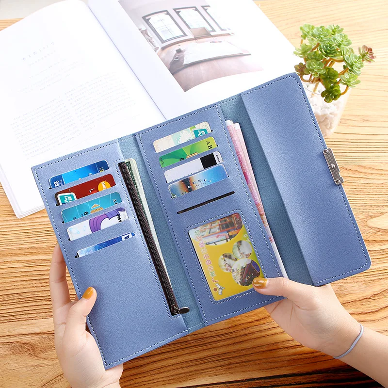 2023 new Korean version of ladies purse female clutch bag long 30% off wallet buckle multi-card coin purseLarge-capacity wallet