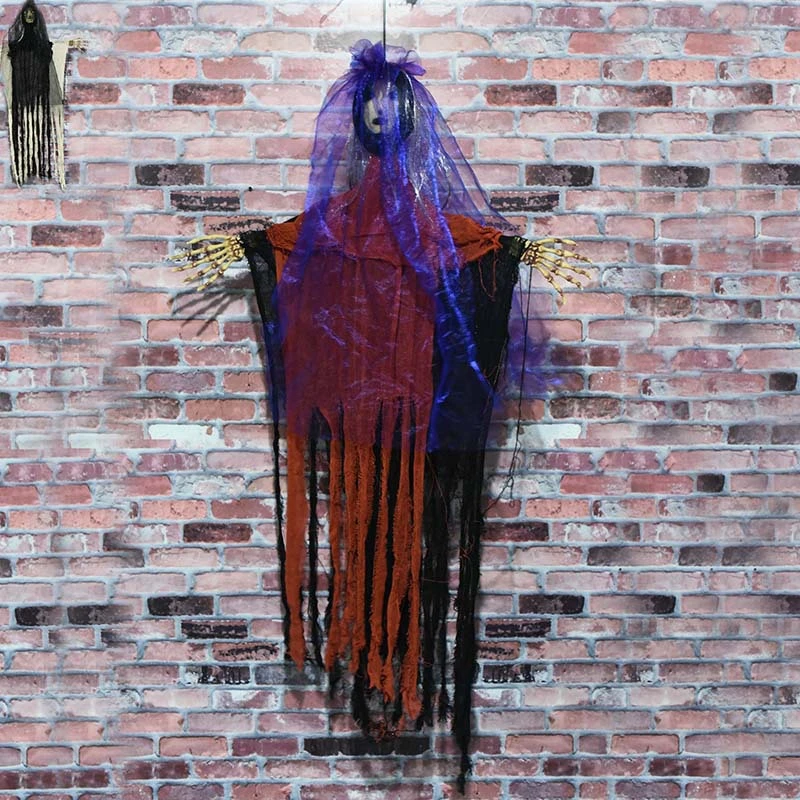 

Hanging Female Ghost with Veil Halloween Decor Spooky Electric Voice-activated Props Haunted House Festival Party Decorations