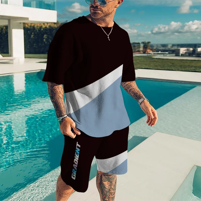 Summer New Fashion Tracksuit Set Men Casual T-shirt 3D  Print Trend Men's Crewneck  Sports Short Sleeve Male Jogger Outfits