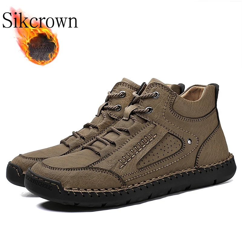 

Fashion Classic Genuine Leather Winter Boots for Men Outdoor Shoes for Mountain Trekking Warm Handmade Retro Boot Leisure Hiking