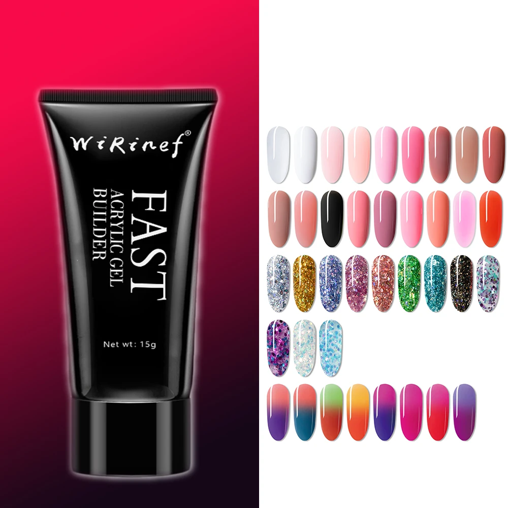 

WiRinef 15 мл акриловый гель 52 Цвета УФ Быстрый моделирующий УФ-гель красочный гель полигель для ногтей