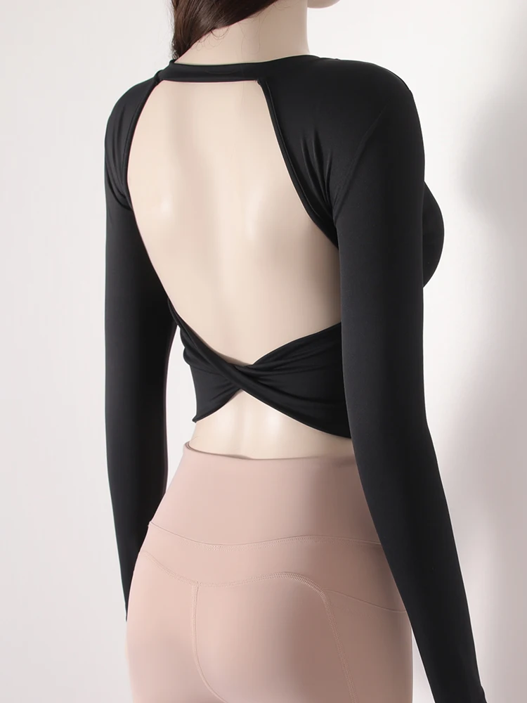 Распродажа новые женские топы с длинным рукавом для йоги модная дышащая