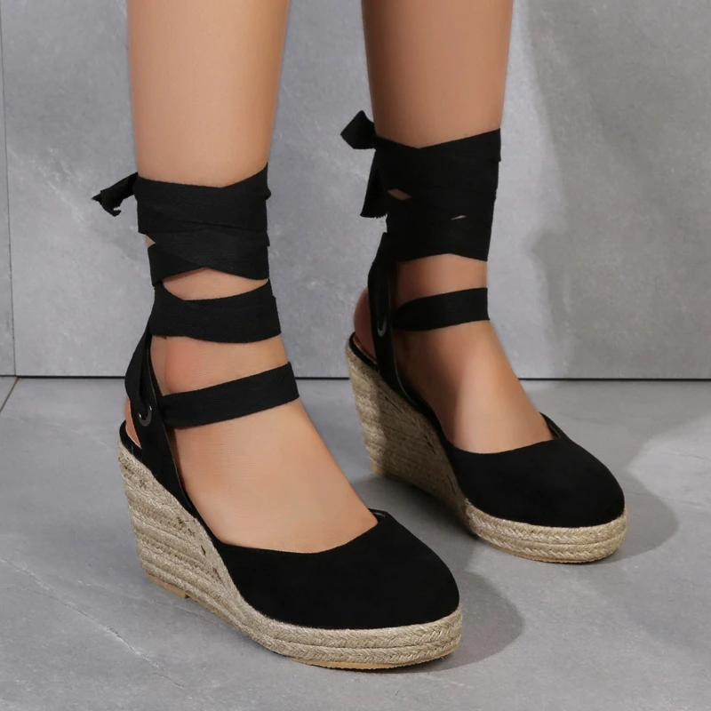 

Autumn New Women Weave Wedges Platform Sandals 2022 Summer Fashion Chunky Pumps High Heels Women Slippers Causal Beach Slides