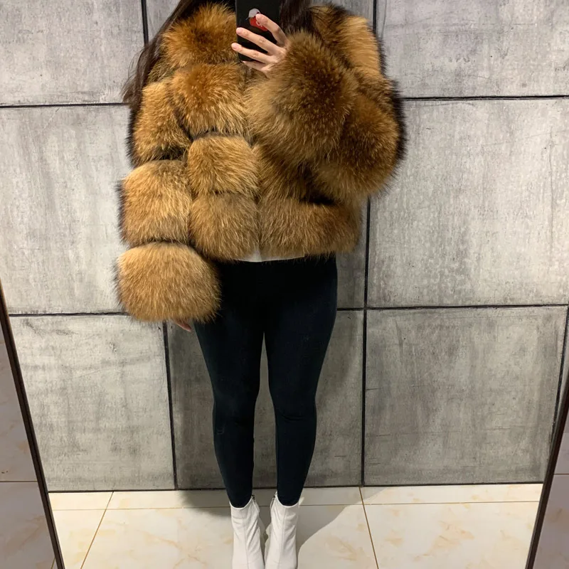 Fur Jacket Faux Raccoon Fur Stitching Women's Fur Long Sleeves Jacket 2022 New Elegant Fashion Winter Streetwear Jacket For Lady