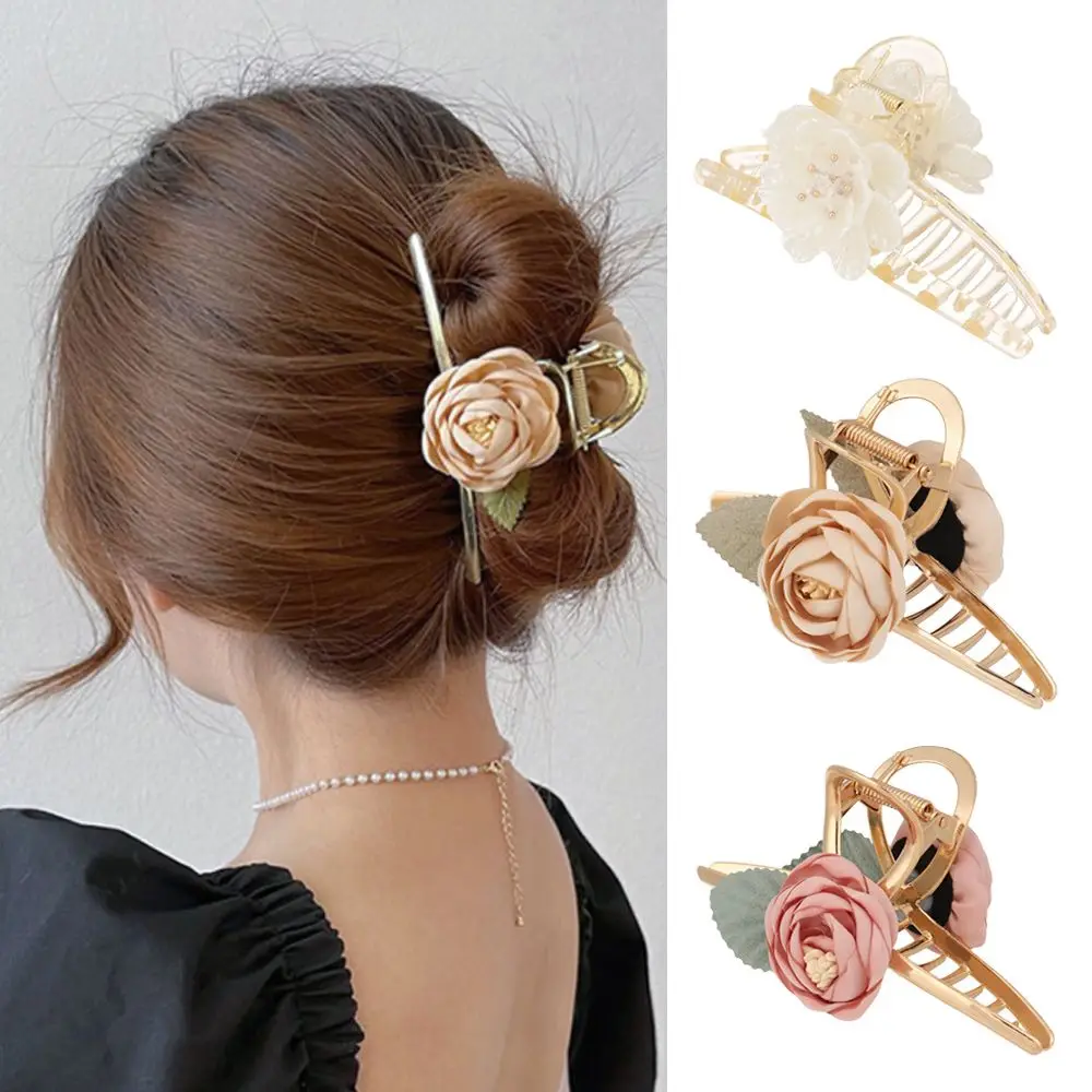 

Модные заколки для волос с цветами Розовая роза шампанское Камелия темпераментные заколки для волос Элегантные заколки головной убор аксе...
