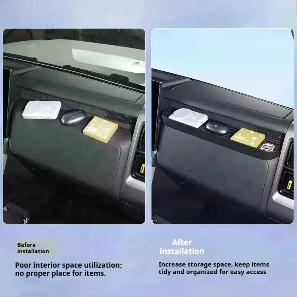 Фото Для Chery ICAR V23 ICAUR V23 2025 2026: Органайзер-подносик для приборной панели из ABS-пластика, с противоскользящим покрытием, аксессуар для салона автомобиля (со стороны пассажира). №4