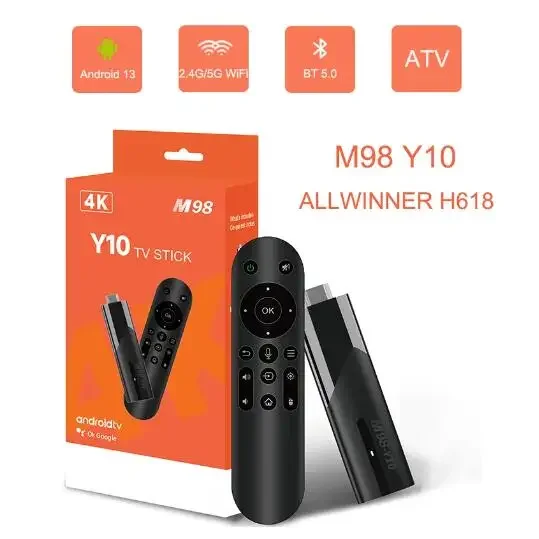 M98 Y10 TV Stick Android 13 OS ATV Allwinner H618 2.4G/5G Dual WIFI Airplay