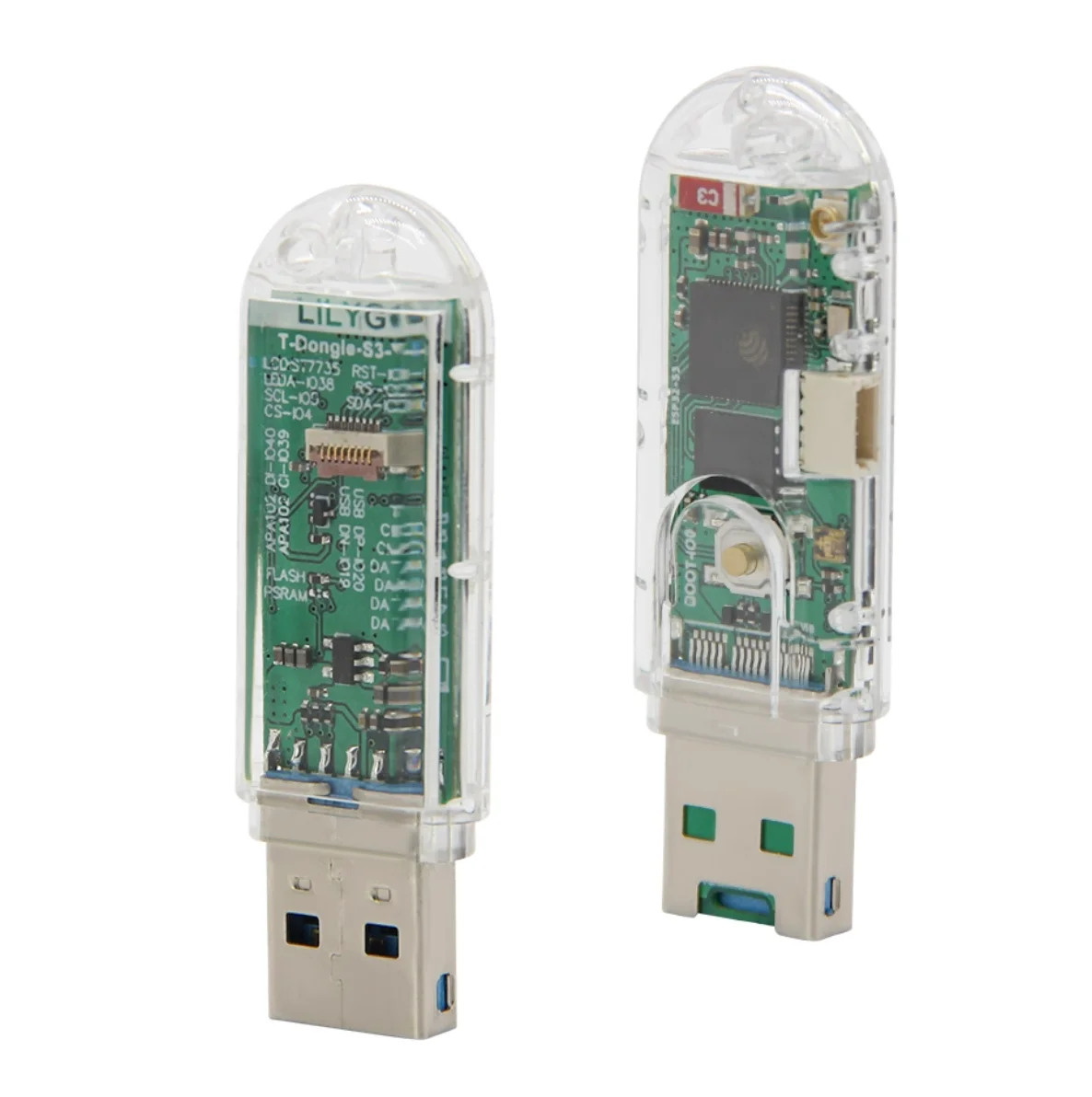 Фото Мини-плата разработки USB-Dongle ESP32-S3, 0,96-дюймовый IPS-ЖК-дисплей, Wi-Fi и BLE 5, USB-C, прозрачный корпус, поддержка Arduino/MicroPython №2